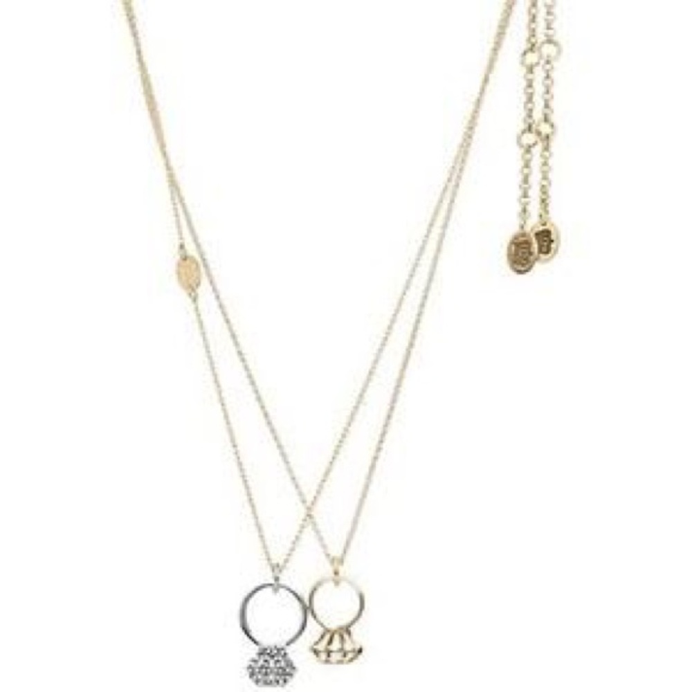 NIB Vintage Juicy Couture 2-chain Diamond Charm Necklace Silver Rare!